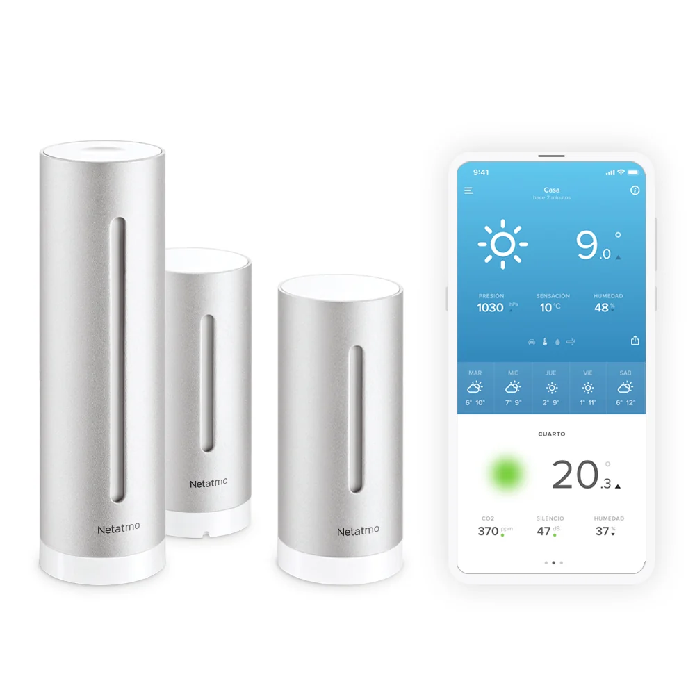 Pack de estación meteorológica y módulo ñadido interior de Netatmo