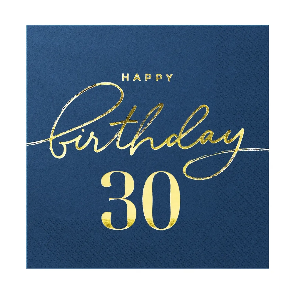 Bomba para Estanque Servilletas Happy Birthday 30 azul marino 10 uds.