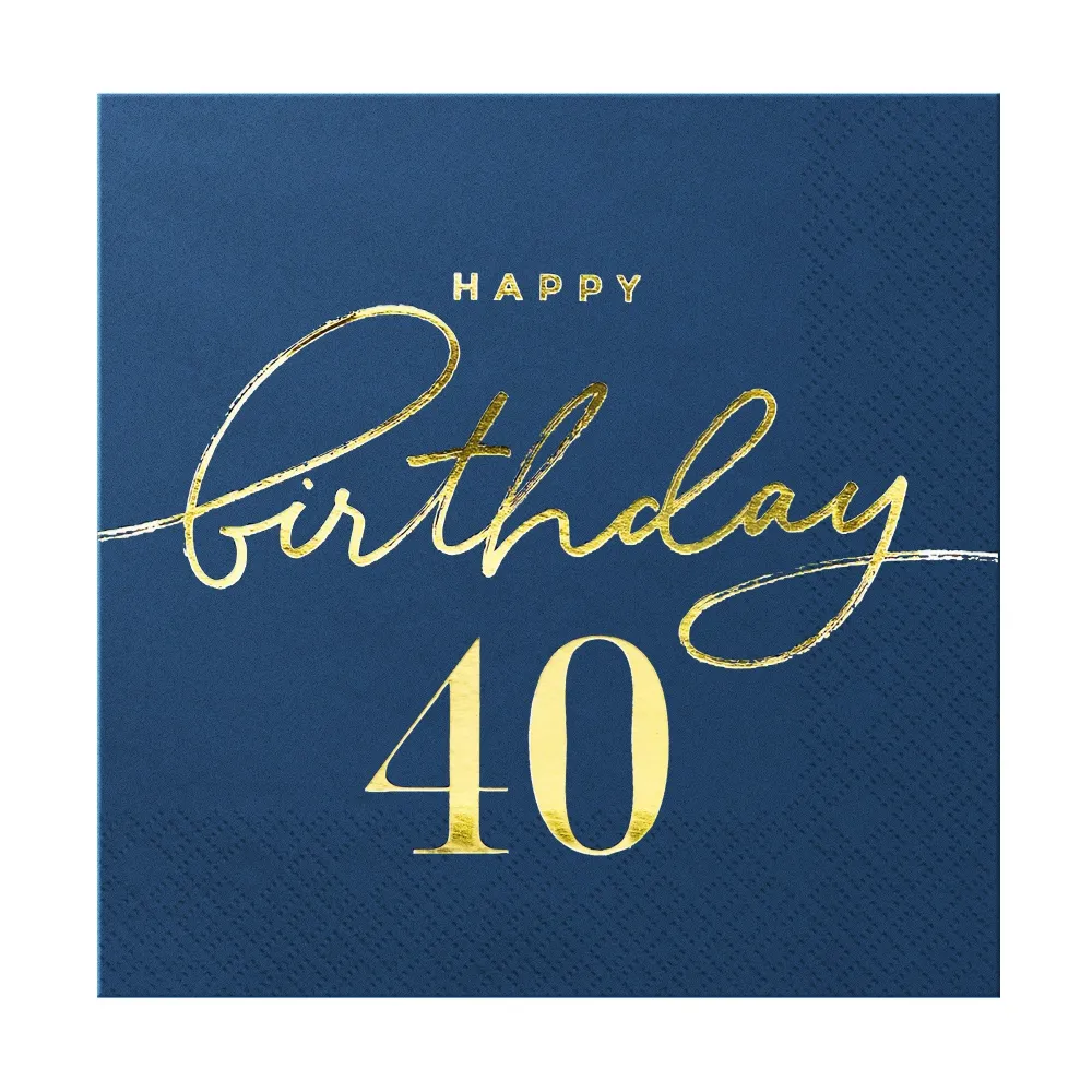 Servilletas Happy Birthday 40 azul marino 10 uds. para Peces Koi