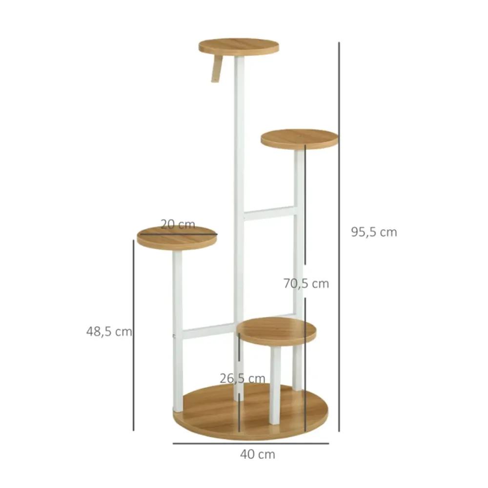 Arco de Jardín Soporte para plantas Outsunny 4 niveles natural/blanco 95,5x40x40 cm