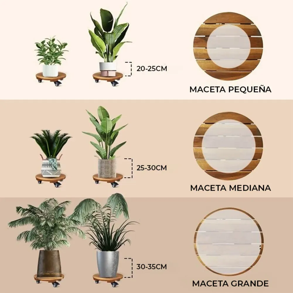 Sistema de Guí Yoevu - soporte con ruedas para plantas 30x30x8cm, soporte para macetas