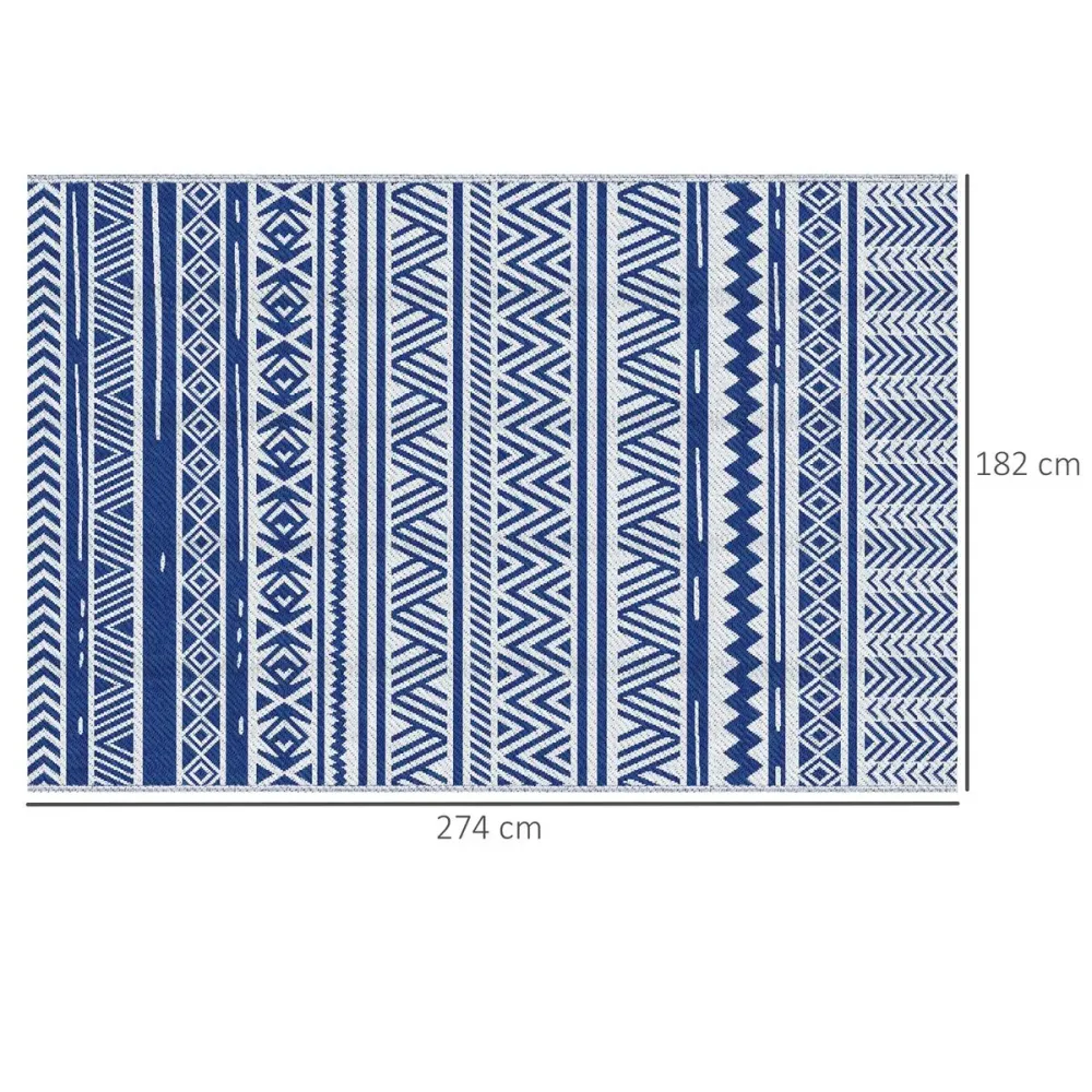 Alfombra Folk Outsunny para exterior bidireccional 152x243 cm Apto para Lavado Presión