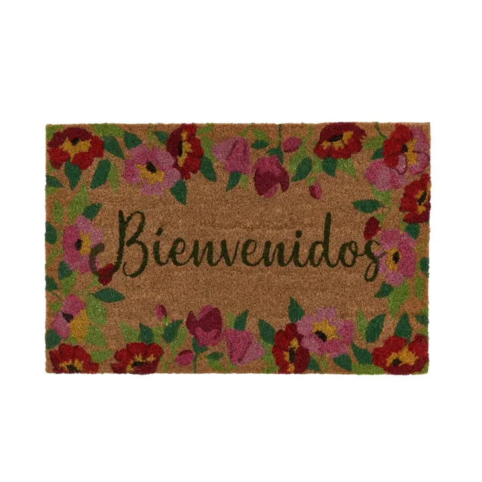 Felpudo flower fibra coco 60 x 40 x 1,50 cm Apto para Lavado Presión