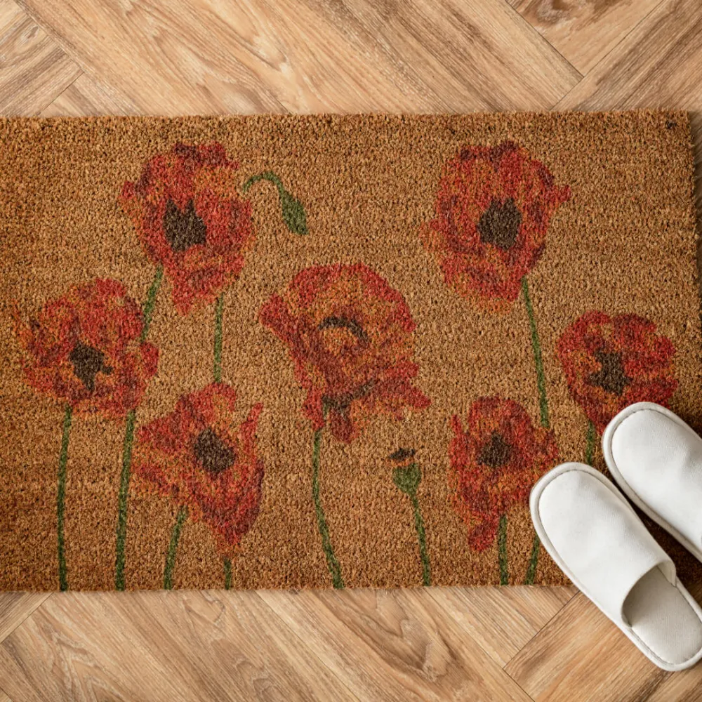 Felpudo Raspador Felpudo Decorativo con Gráfico de Flores 60x40cm