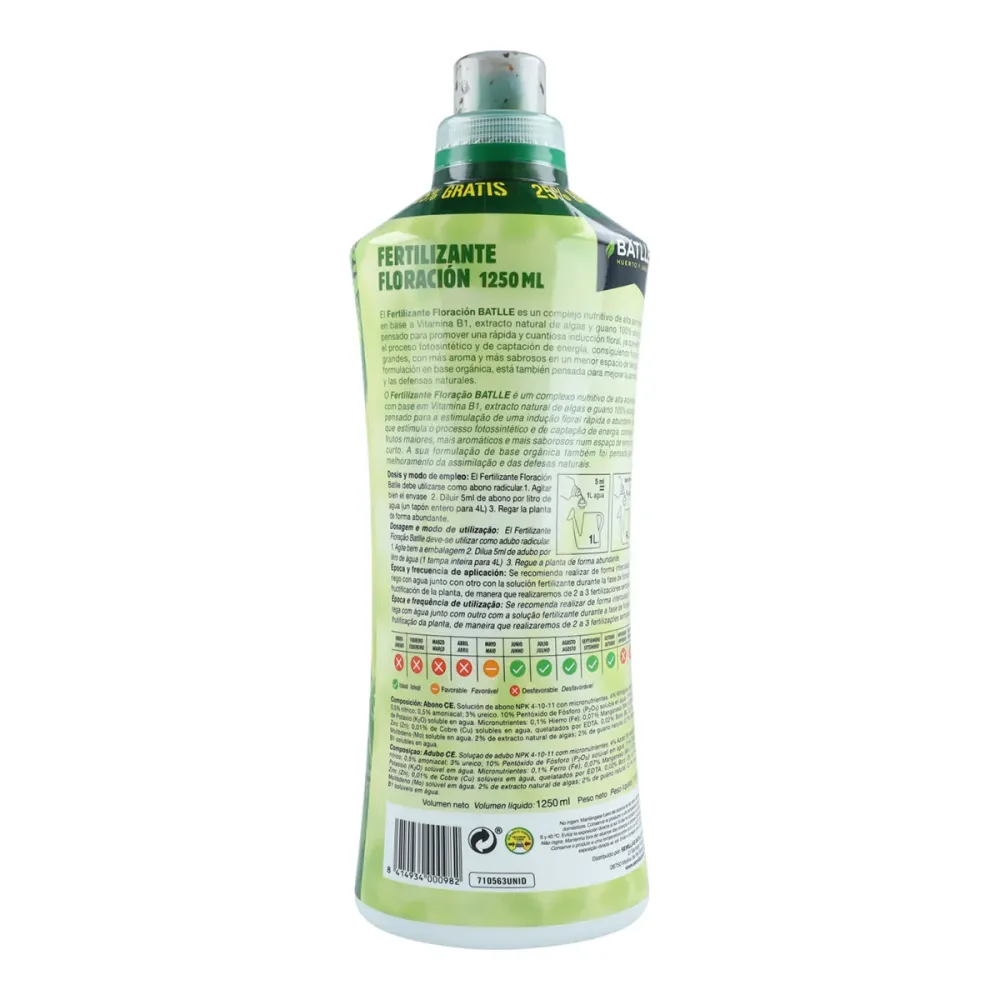 Fertilizante líquido Ecoyerba Floración Batlle 1250 ml Fórmula de Crecimiento