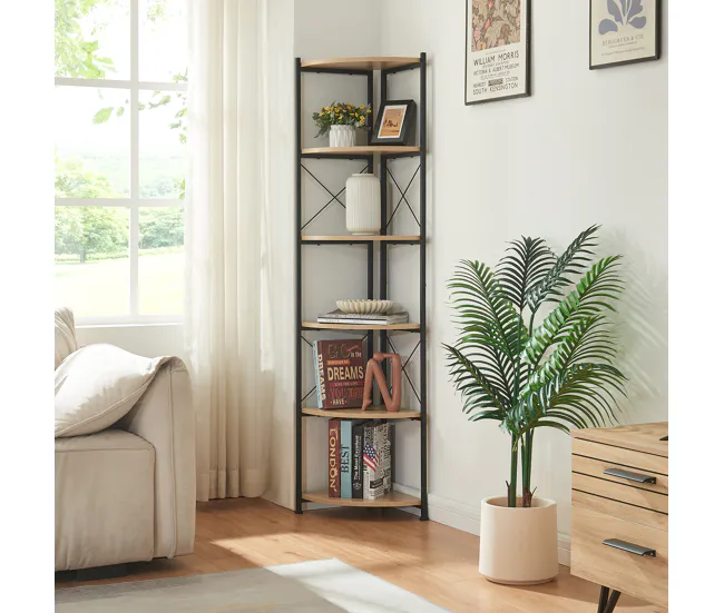 Estanterí para plantas Ulfborg con 6 estantes metal/aglomerado 160x30x30 cm - Efecto madera Negro | Kit Completo de Instal...