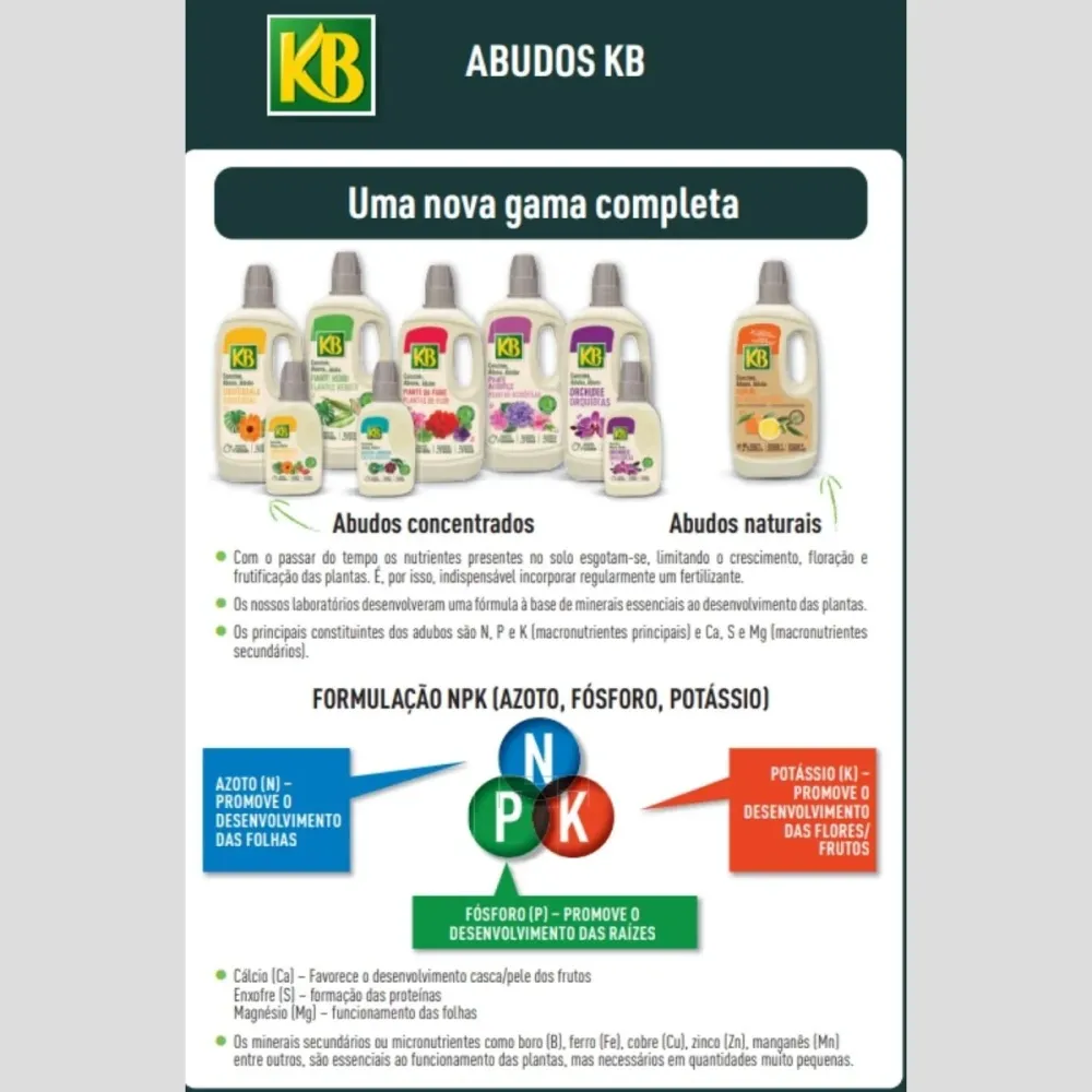 Fertilizante líquido para plantas verdes KB con Tubos y Accesorios