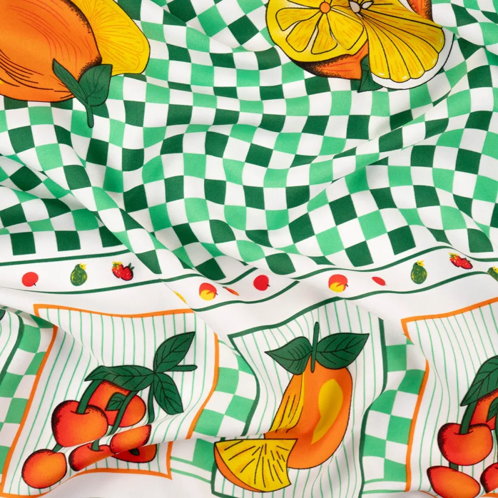 Kit de Oxigenación MANTELERIA ESTAMPADO VERDE FRIJOL CUADRILLÉ FRUTAL