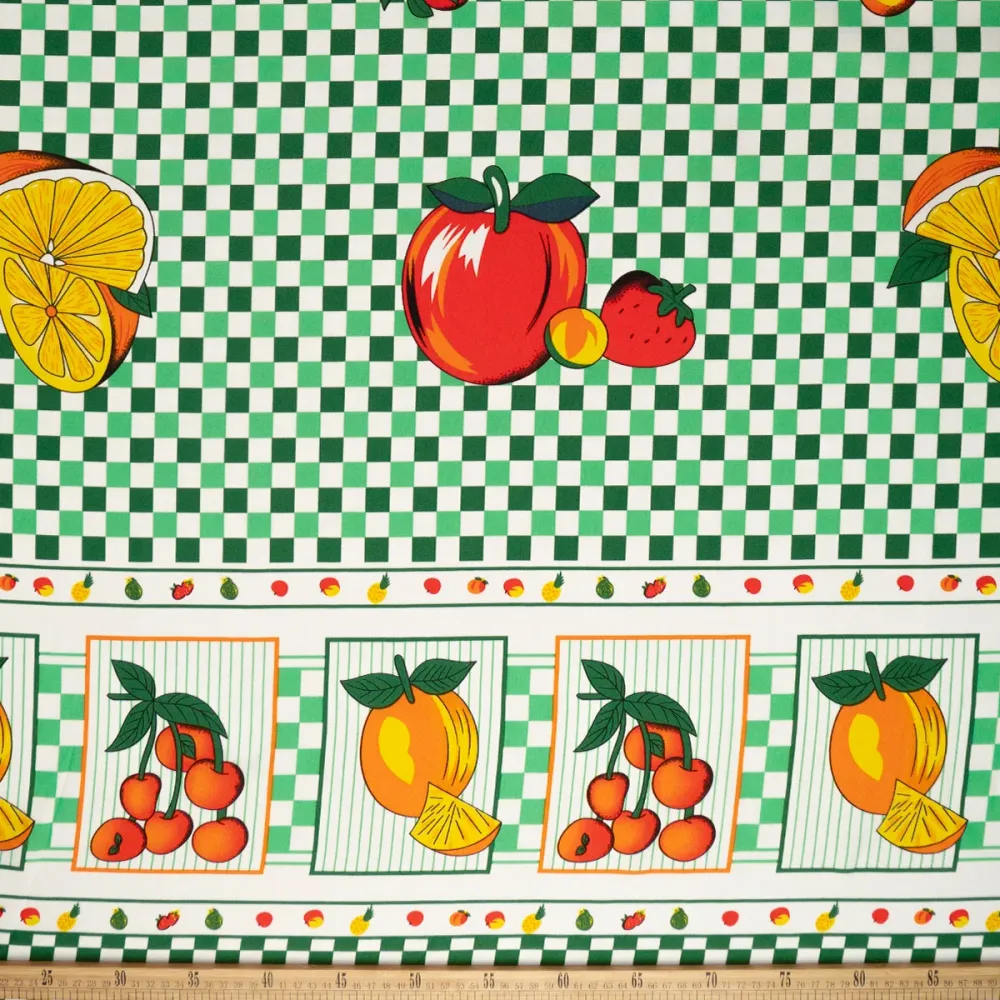 Kit de Oxigenación MANTELERIA ESTAMPADO VERDE FRIJOL CUADRILLÉ FRUTAL