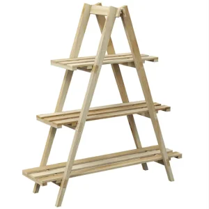 Kit de Oxigenación Outsunny Estanterí para Plantas Plegable de Madera Soporte para Macetas de 3 Niveles con Marco en para...