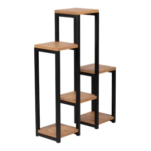 Premium para Estanque Soporte para plantas Rosenholm con 6 estantes metal/aglomerado 79 x 56 x 20 cm madera/negro