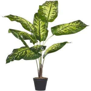 Profesional Impermeable Planta artificial en maceta verde/negro 122 cm dieffenbachia