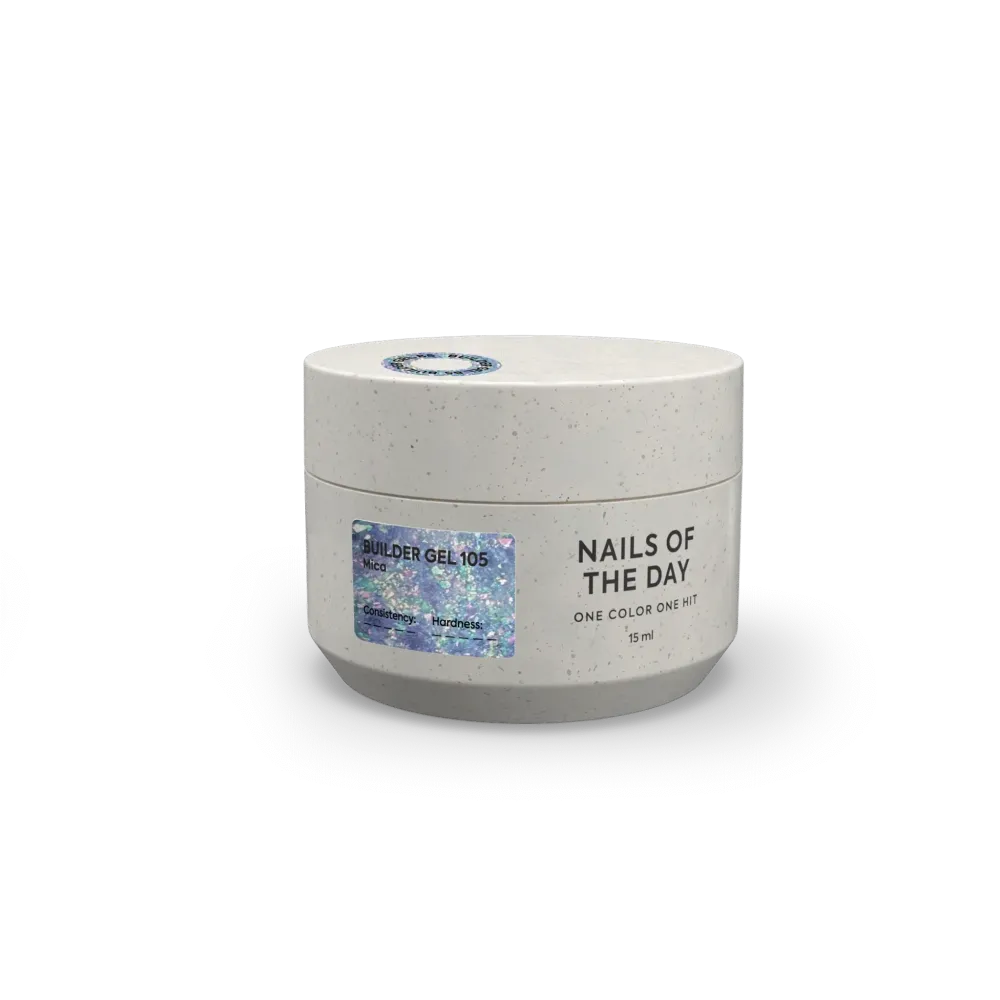 NAILSOFTHEDAY Builder Gel 105 — builder gel transparente con copos Yuki, 15 ml