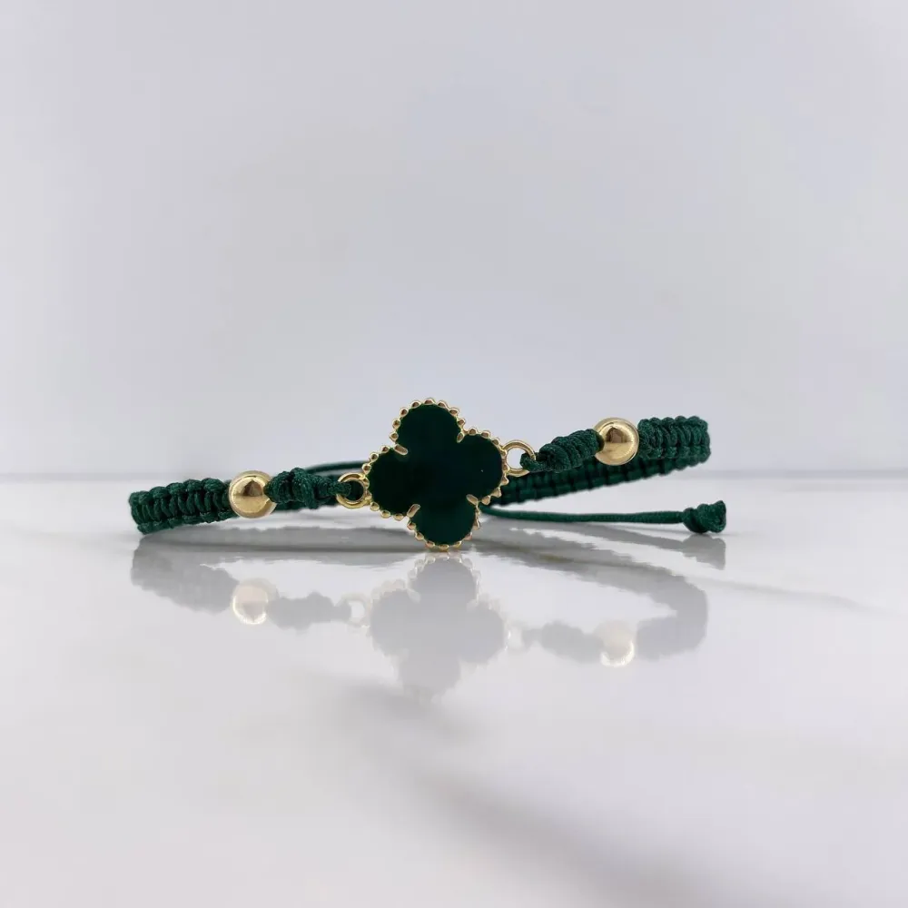 Sustrato Universal Pulsera Verde Trebol 3.75gr / 5mm Resina Verde Oro Amarillo Nac.Esp. $