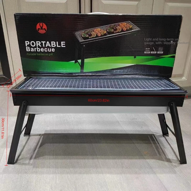 1pc, Charcoal Grill, Portable Barbecue Grill, Folding Outdoor Stove, Camping Folding Grill Stove, Portable Stainless Steel...