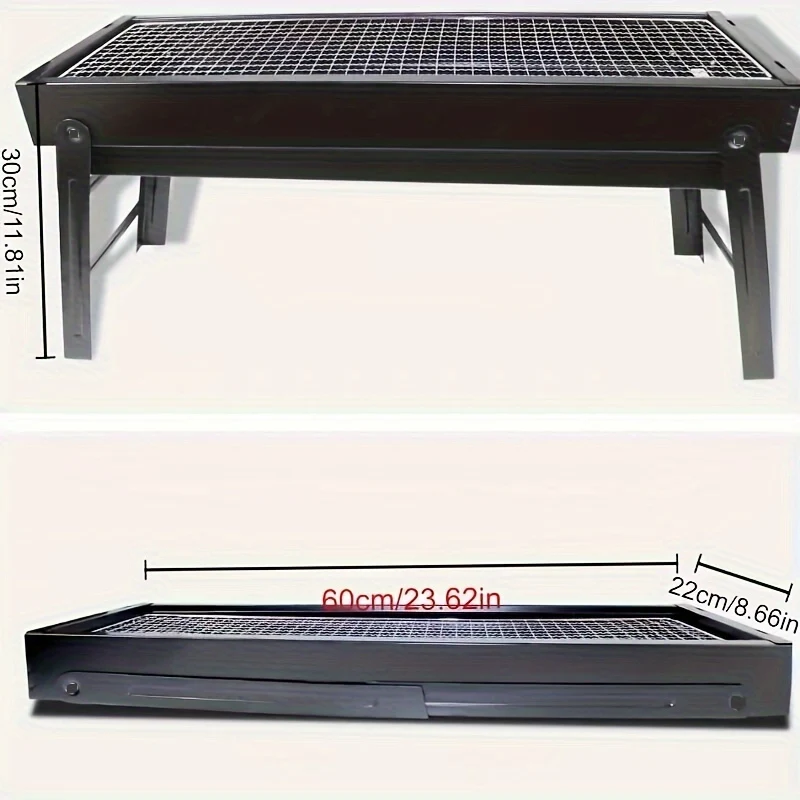 1pc, Charcoal Grill, Portable Barbecue Grill, Folding Outdoor Stove, Camping Folding Grill Stove, Portable Stainless Steel...
