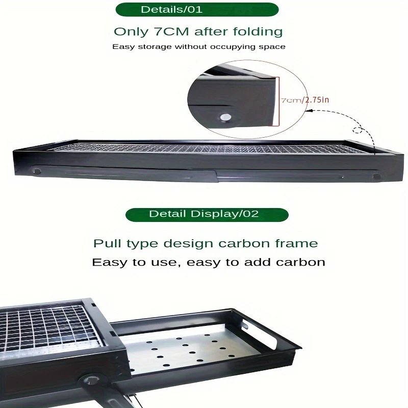 1pc, Charcoal Grill, Portable Barbecue Grill, Folding Outdoor Stove, Camping Folding Grill Stove, Portable Stainless Steel...