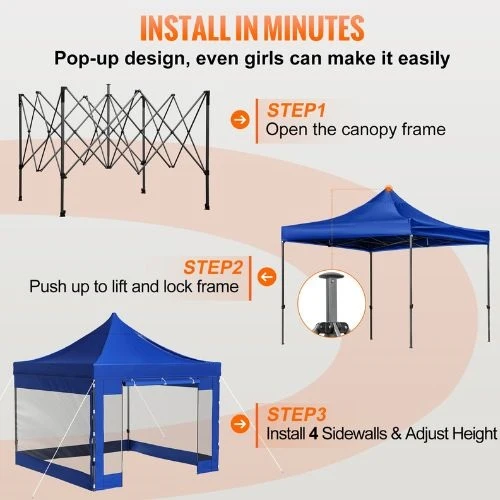 10x10FT Outdoor Patio Gazebo Tent Removable Sidewalls Azul