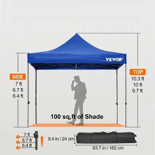 10x10FT Outdoor Patio Gazebo Tent Removable Sidewalls Azul