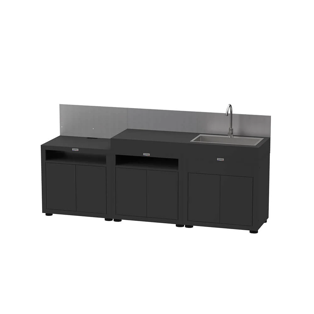 Alta Capacidad para Fiestas Cuisine 3 Eléments avec Crédences Noir Housse OFFERTE - LE MARQUIER