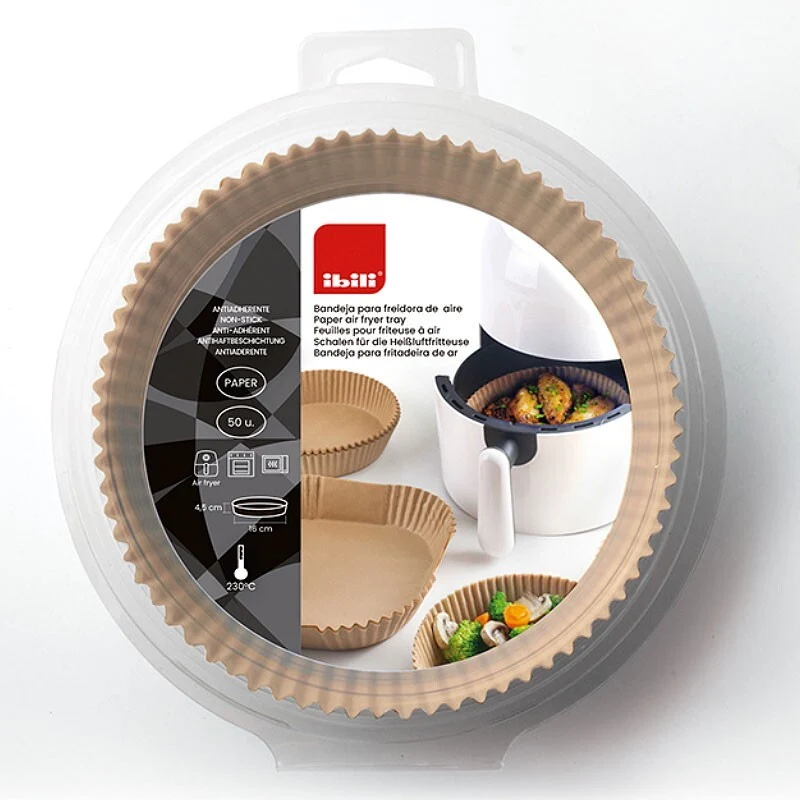 Barbacoa 688517 50ud BANDEJA DESECHABLE REDONDA PARA FREIDORA DE AIRE Ø20 IBILI