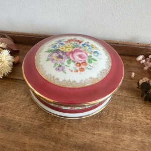 Bonbonnière en porcelaine de Limoges TC couvercle fleuri Incluye Termómetro