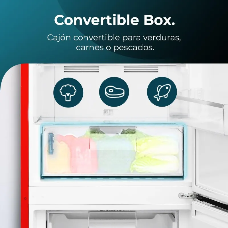 Cecotec frigorífico nostálgico bolero coolmarket combi origin 294 red e con Pie Plegable