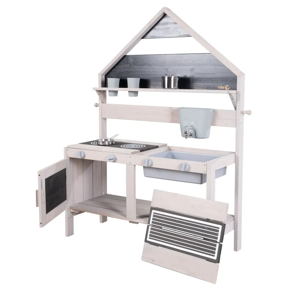 Certificado para Exteriores Cuisine extérieure en forme de maison - Bois certifié FSC - Lasuré gris
