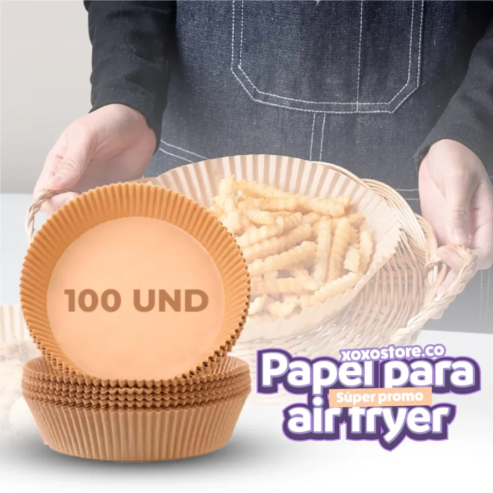 Cocina Exterior PAPEL ANTIADHERENTE PARA FREIDORA DE AIRE X 100 UNIDADES