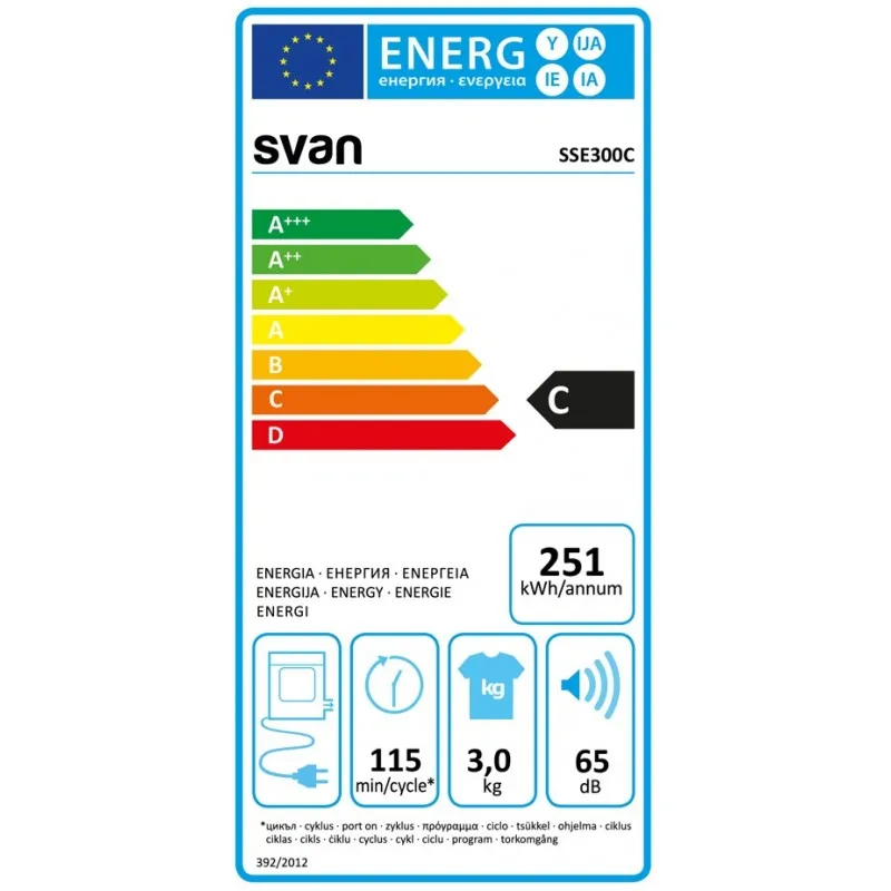 Freidora de Exterior Secadora evacuación Svan sse300c blanco 3kg c