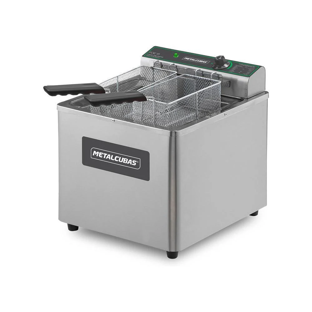 METALCUBAS FOE15M Freidora Eléctrica de Mesa 15 Lts. con Canasta y Tapa