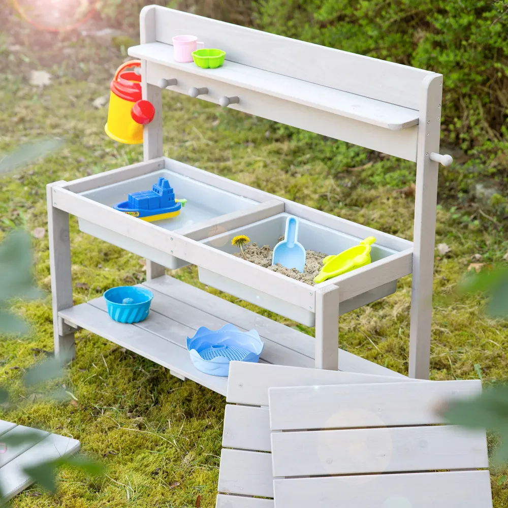 Mud Kitchen 'Outdoor+', Gray Stained Separado Cover, Weatherproof Wood