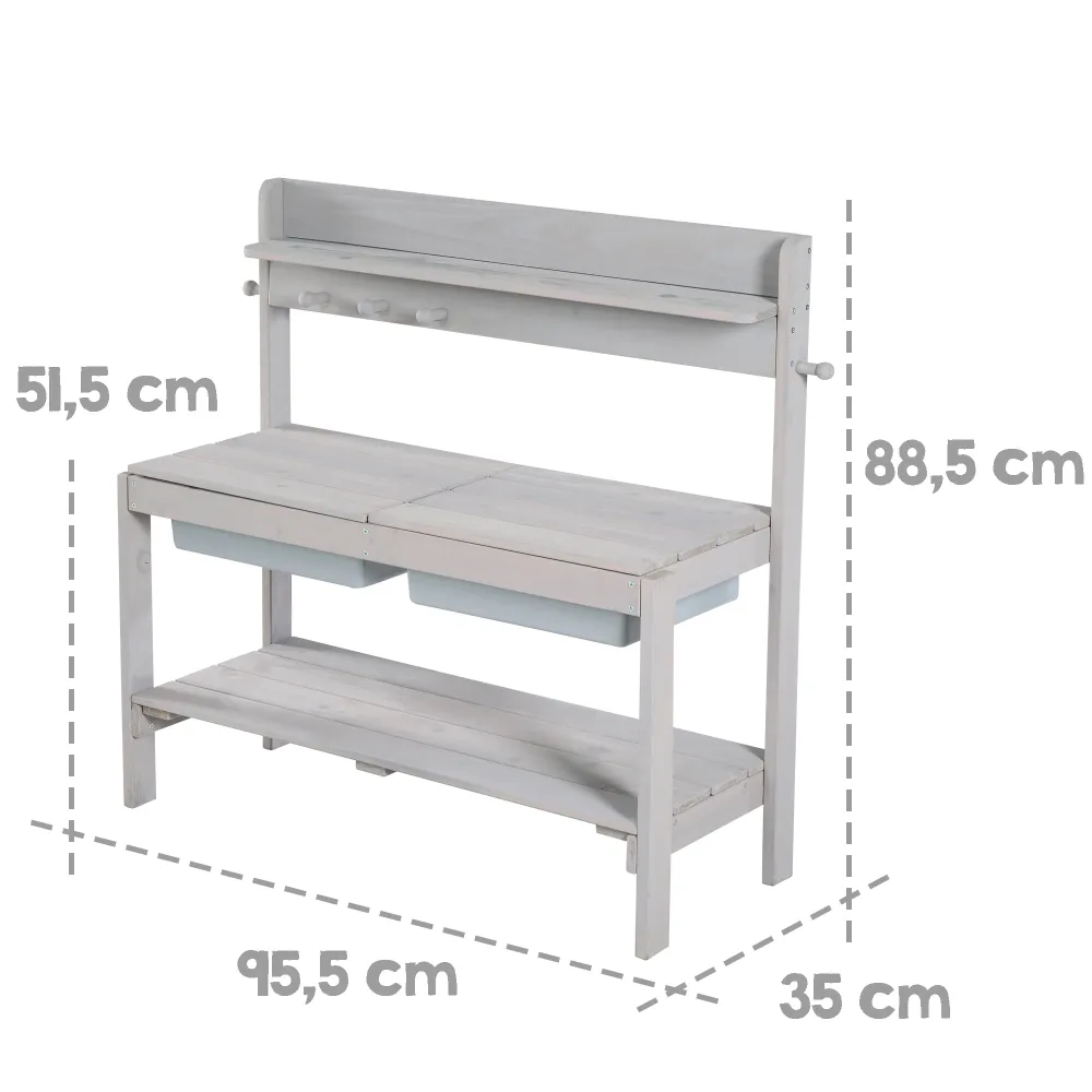Mud Kitchen 'Outdoor+', Gray Stained Separado Cover, Weatherproof Wood