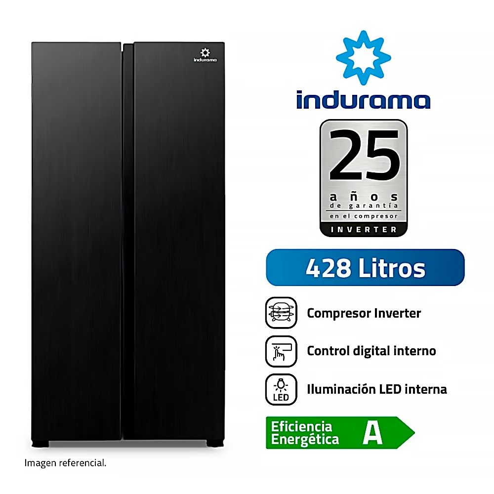 Refrigeradora Indurama Side Side 428Lt RI-769N - Negro