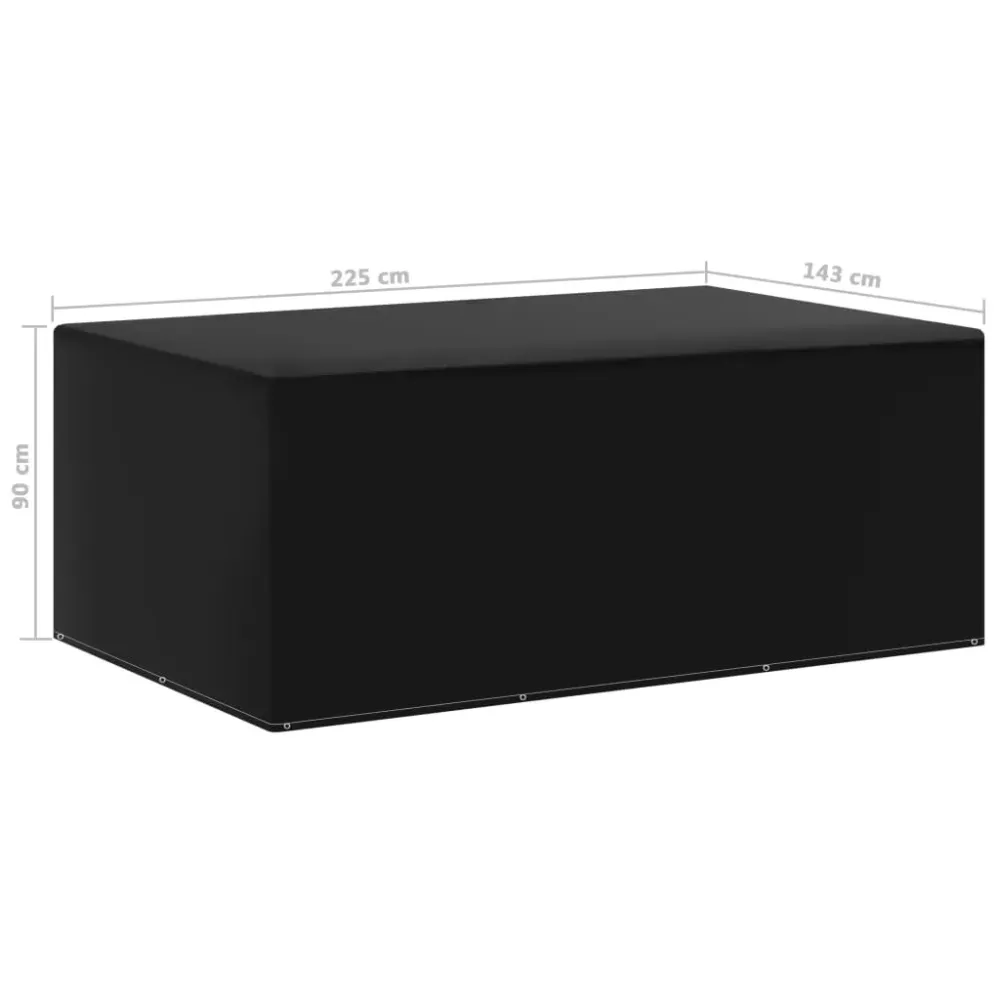 Funda Protectora Funda para muebles de jardín 7 ojales aluminio negro 90x143x225 cm