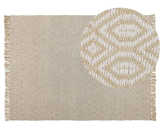 Alfombra de algodón/yute hueso claro 140 x 200 cm POZANTI