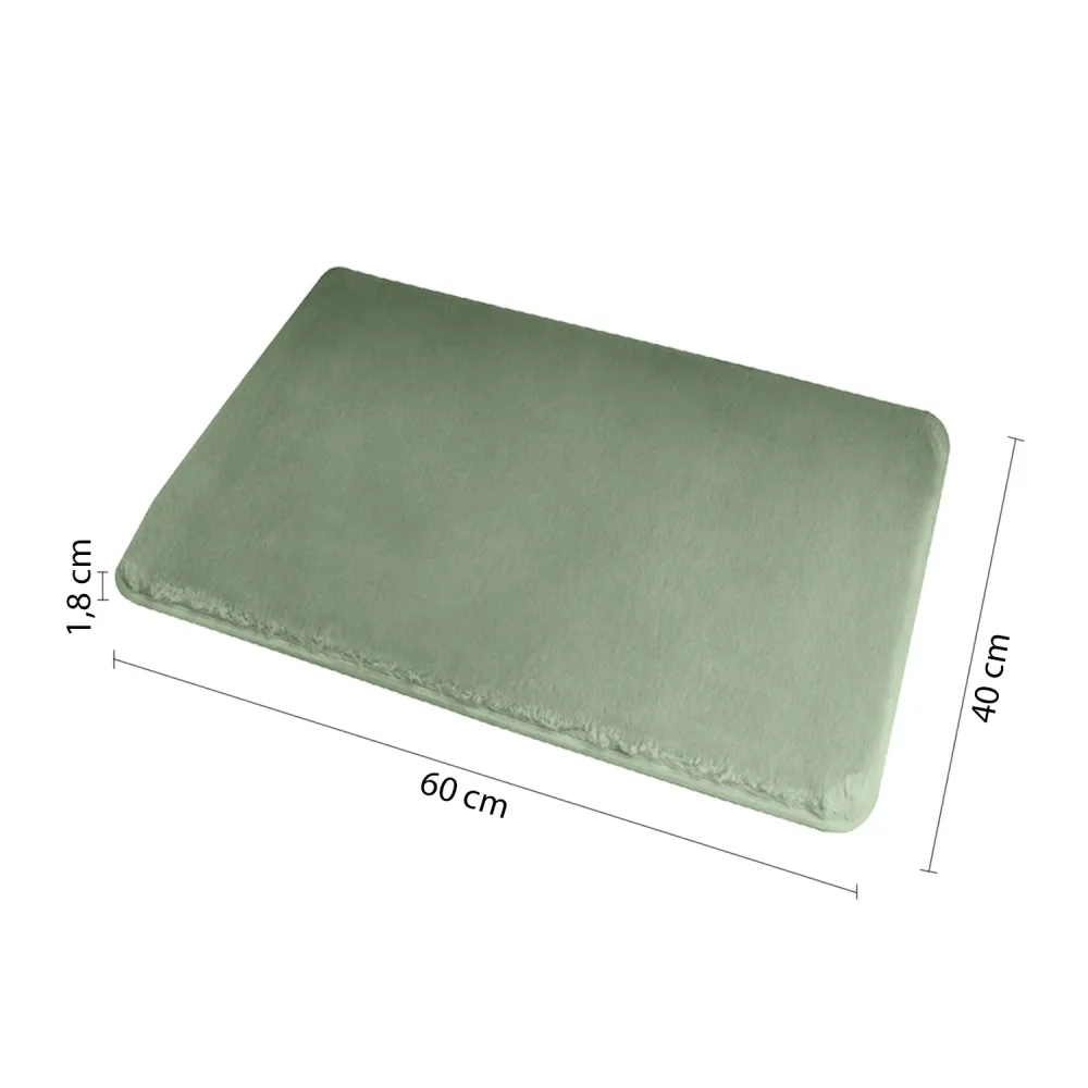 Alfombra de baño 40x60 cm modelo Fuzzy de Gedy - Verde en Poliéster Impermeable