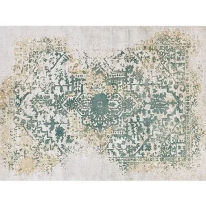 Alfombra de viscosa beis claro/verde 140 x 200 cm BOYALI