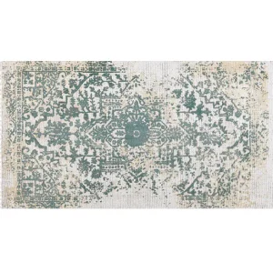 Alfombra de viscosa hueso claro/verde 80 x 150 cm BOYALI