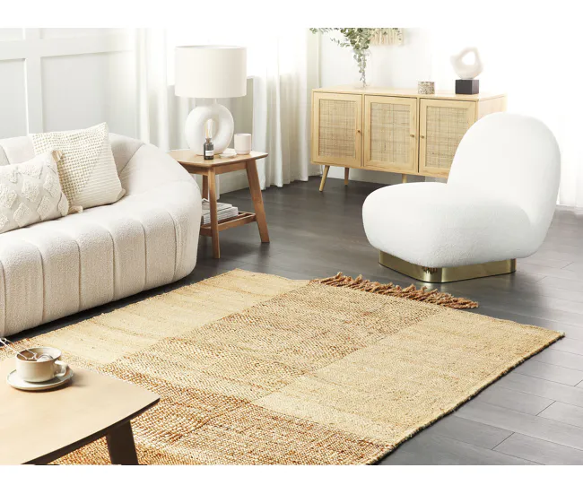 Alfombra de yute beis arena/natural 140 x 200 cm HAMZALAR