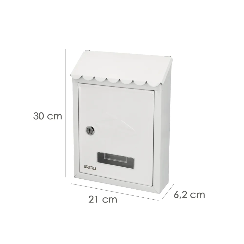 Buzón Maurer Exterior 21x30x6,8 cm. Blanco | Resistente UV |