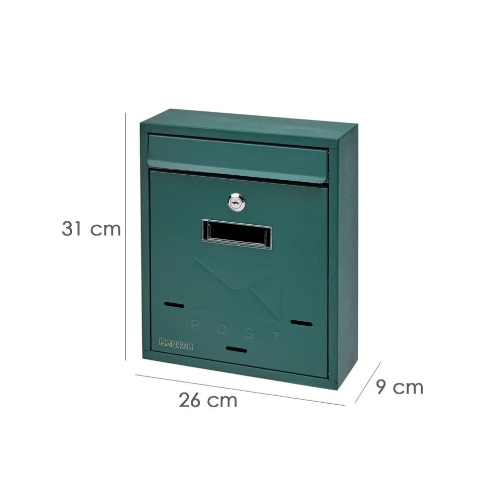 Buzón Maurer Square 31x26x9,0 cm. Verde Fácil de Instalar