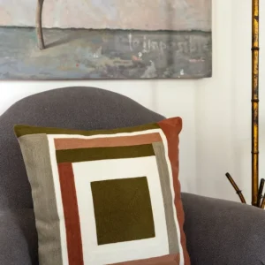 Coussin en coton carré à formes géométrique couleurs de la terre Lavable Máquina