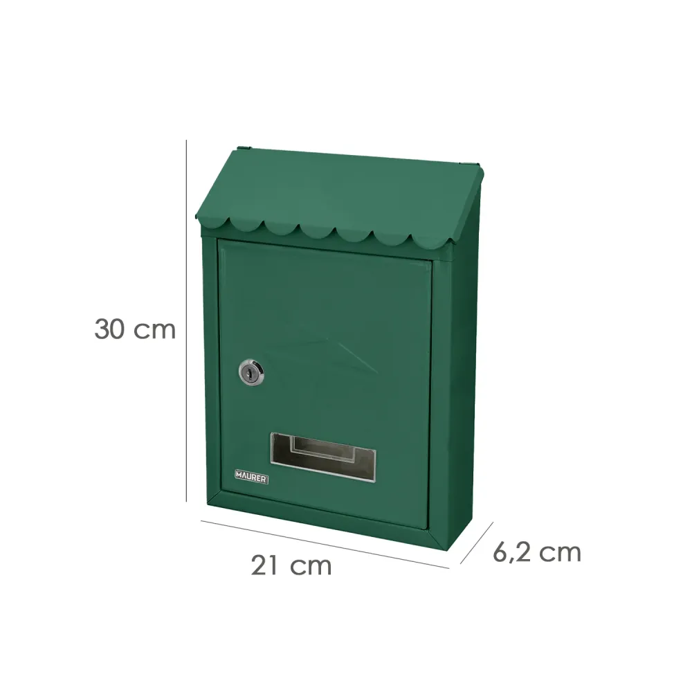 Cubierta con Ventana Buzón Maurer Exterior 21x30x6,8 cm. Verde