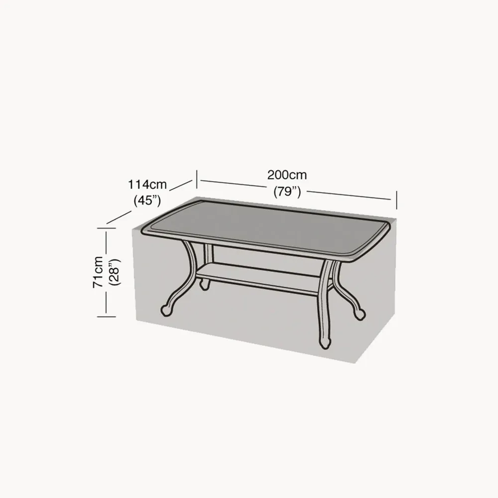 Funda Protectora para Mesa Rectangular de Jardín (8 Plazas) 114x200x71 cm en Color Verde Oliva