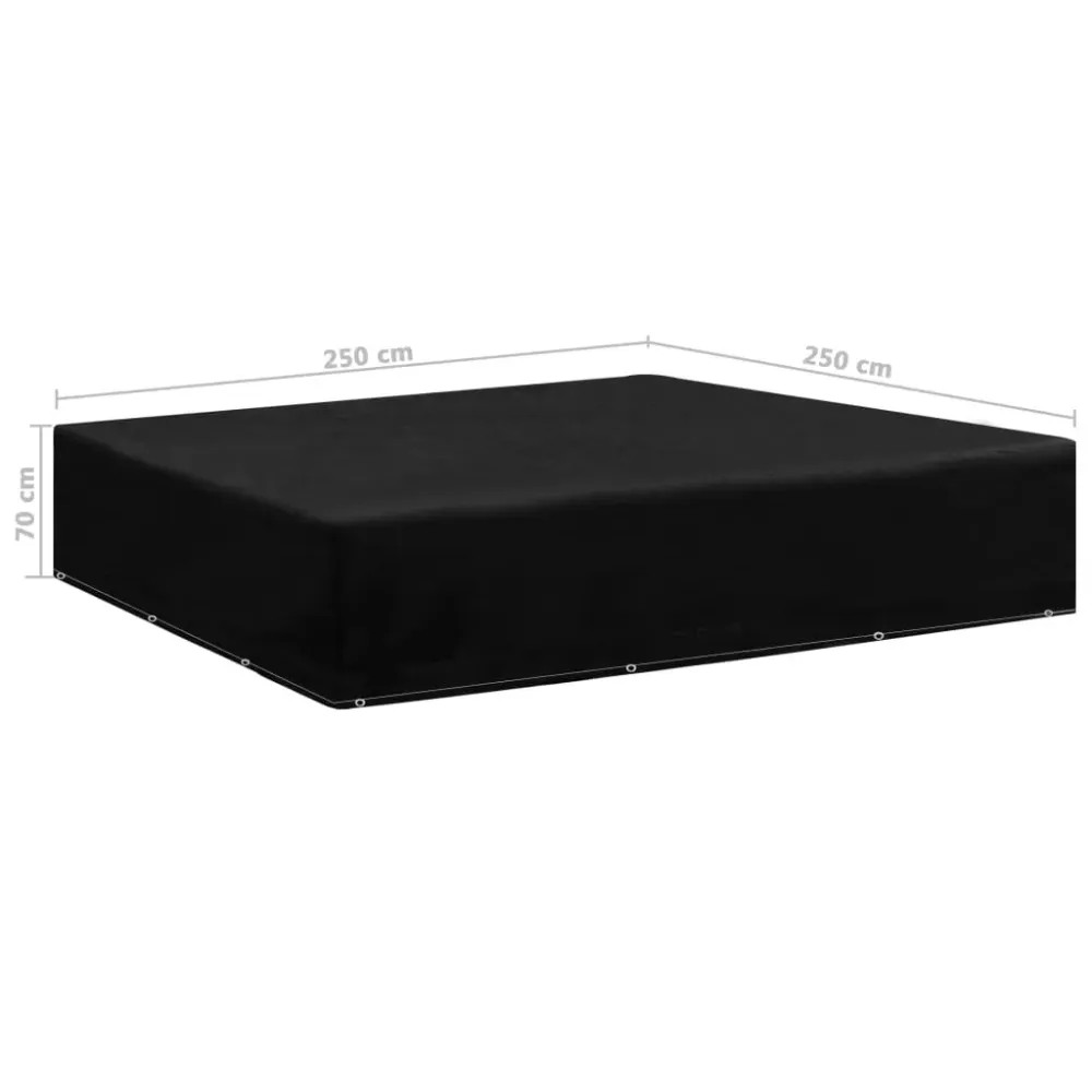 Funda para muebles de jardín aluminio negro 70x250x250 cm con Cordón de Ajuste