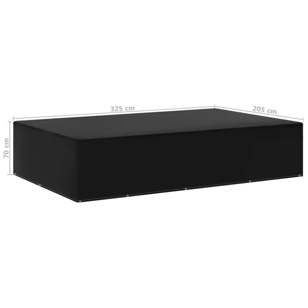 Funda para muebles de jardín aluminio negro 70x325x205 cm | Impermeable | Transpirable