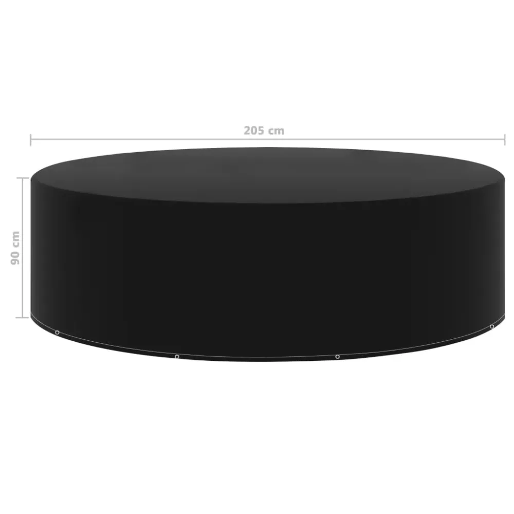 Impermeable y Resistentes Funda para muebles de jardín 10 ojales aluminio negro Ø205x90 cm