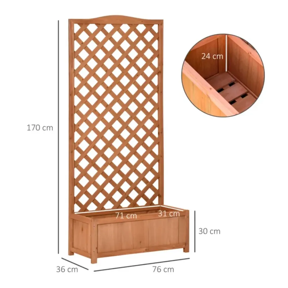 Jardinera Outsunny con celosí auténtico 170x76x36 cm con Ventanas de Ventilación
