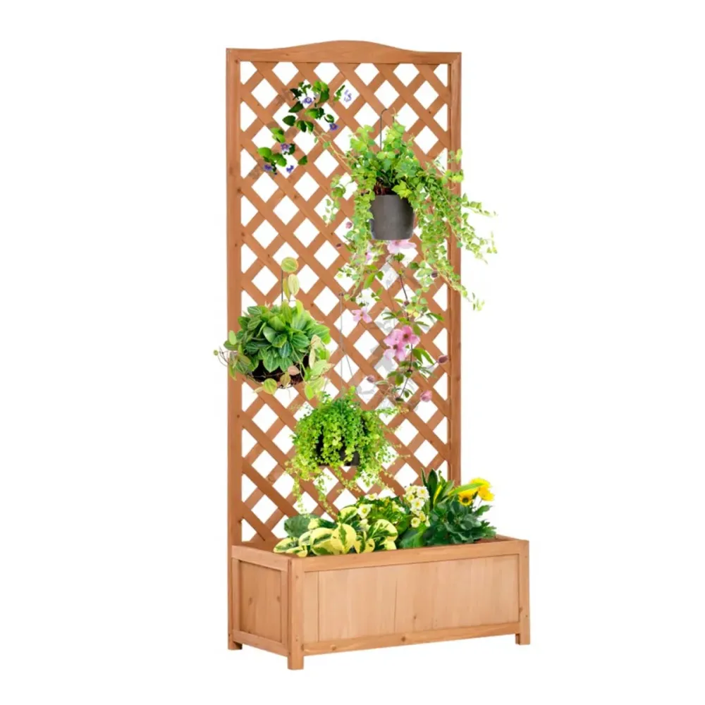 Jardinera Outsunny con celosí auténtico 170x76x36 cm con Ventanas de Ventilación